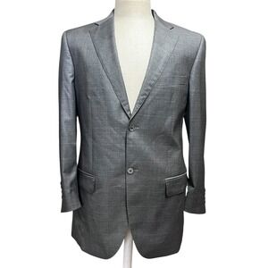 Luigi Bianchi Mantova Suit Jacket‎ Mens 40R Gray Check Reda Wool Cashmere